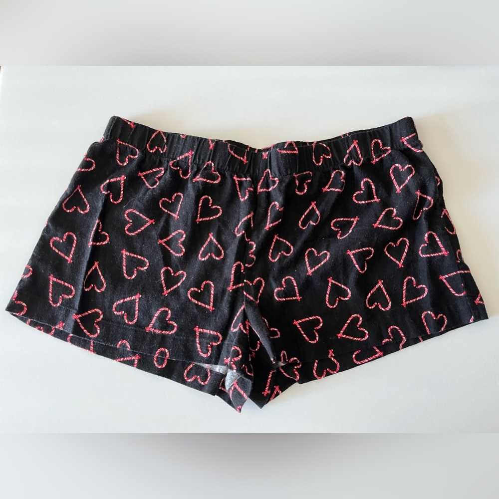 Jenni candy cane heart fleece sleep shorts L